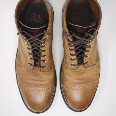Grant Stone Garrison Boot in C.F. Stead Natural Waxy Commander Suede