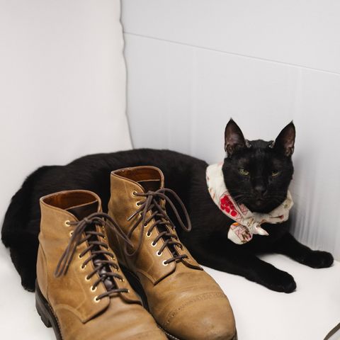 Grant Stone Garrison Boot in C.F. Stead Natural Waxy Commander Suede
