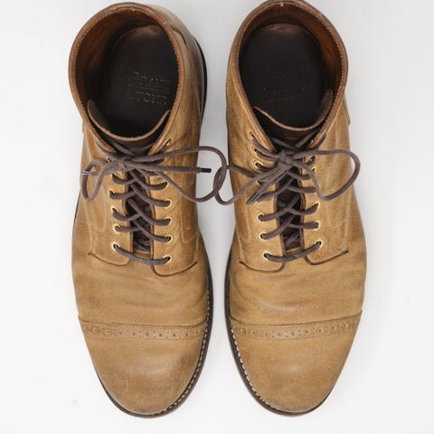 Grant Stone Garrison Boot in C.F. Stead Natural Waxy Commander Suede