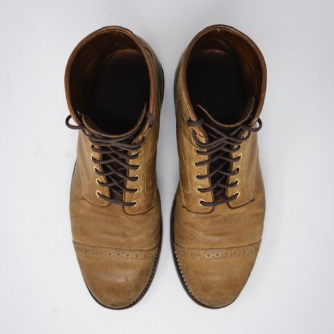 Grant Stone Garrison Boot in C.F. Stead Natural Waxy Commander Suede