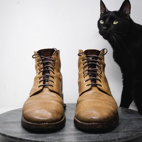 Grant Stone Garrison Boot in C.F. Stead Natural Waxy Commander Suede