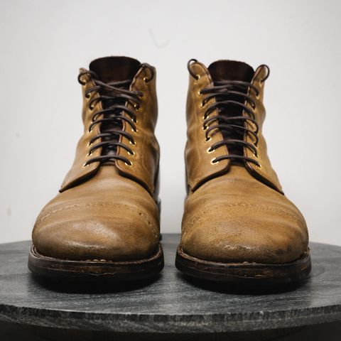 Grant Stone Garrison Boot in C.F. Stead Natural Waxy Commander Suede