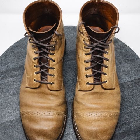 Grant Stone Garrison Boot in C.F. Stead Natural Waxy Commander Suede