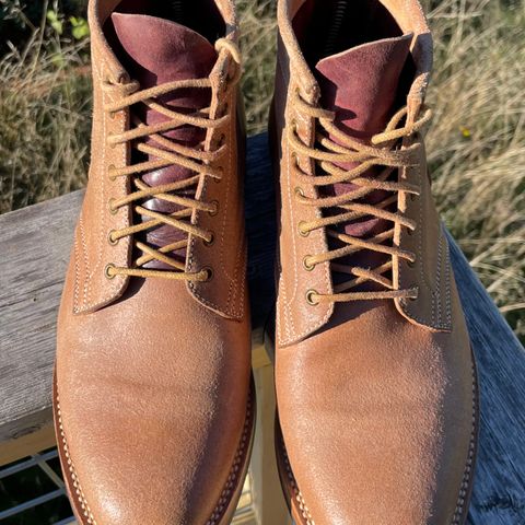 Flame Panda Service Boot in Natural Roughout Horsebutt