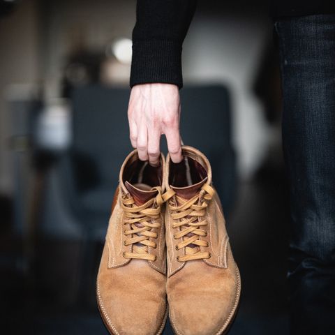 Flame Panda Service Boot in Natural Roughout Horsebutt