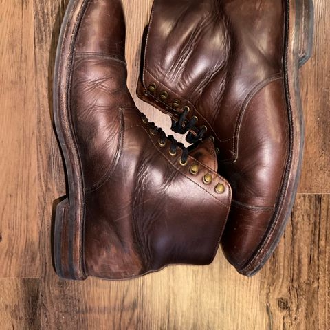 View photo of Grant Stone Cap Toe Boot in Horween Crimson Chromexcel