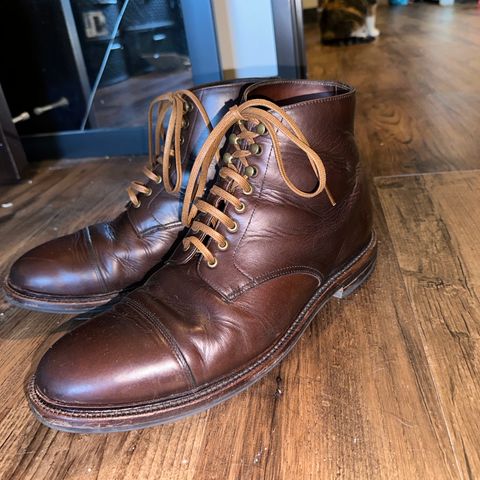 View photo of Grant Stone Cap Toe Boot in Horween Crimson Chromexcel