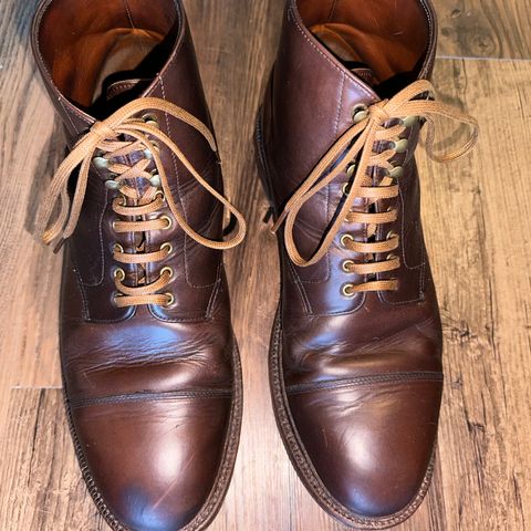 View photo of Grant Stone Cap Toe Boot in Horween Crimson Chromexcel