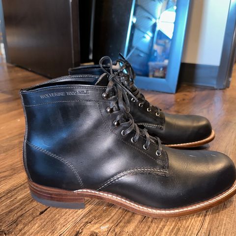 View photo of Wolverine 1000 Mile Plain-Toe Boot in Horween Black Chromexcel