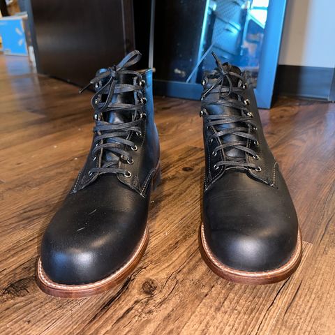 View photo of Wolverine 1000 Mile Plain-Toe Boot in Horween Black Chromexcel