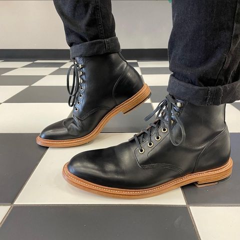 View photo of Grant Stone Diesel Boot in Horween Black Chromexcel