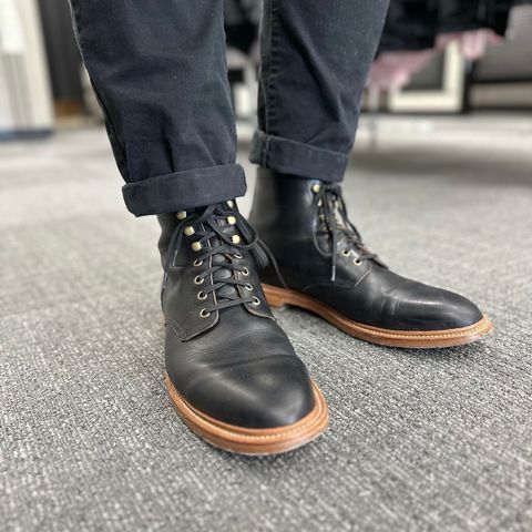 View photo of Grant Stone Diesel Boot in Horween Black Chromexcel