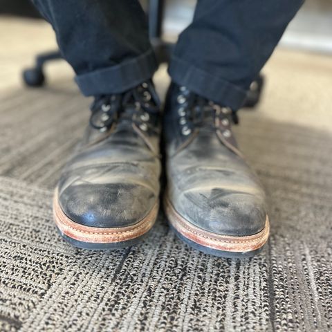 View photo of Oak Street Bootmakers Field Boot in Horween Black Teacore Chromexcel