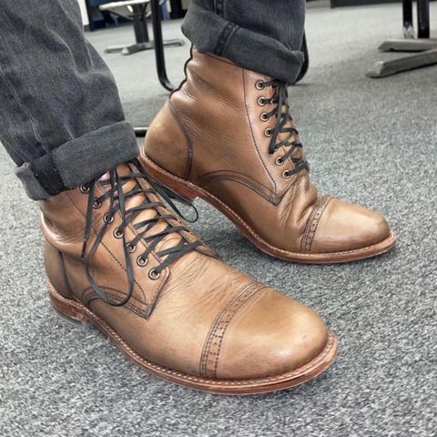 View photo of Oak Street Bootmakers Trench Boot in Horween Natural Chromexcel