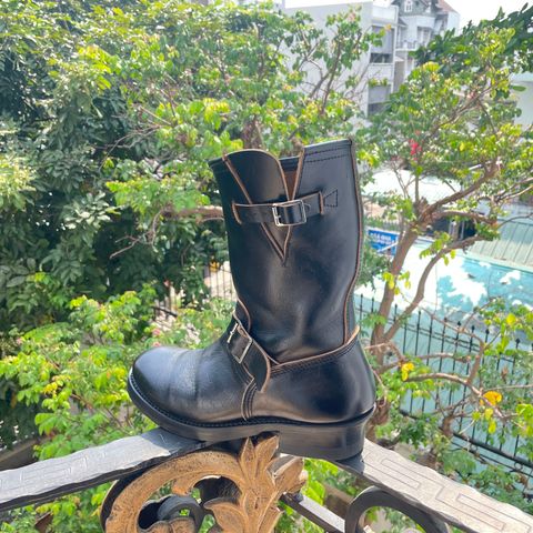 John Lofgren Wabash Engineer Boots in Shinki Black Oiled Horsebutt