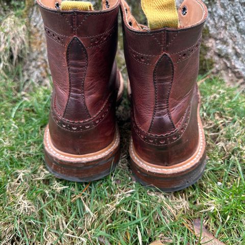 View photo of Tricker's Stow Country Boot in C.F. Stead Bordeaux Oiled Shoulder