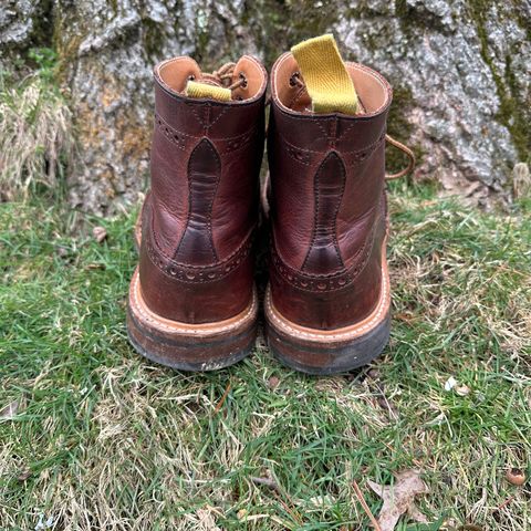 View photo of Tricker's Stow Country Boot in C.F. Stead Bordeaux Oiled Shoulder