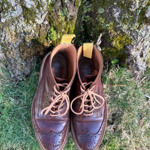 View photo of Tricker's Stow Country Boot in C.F. Stead Bordeaux Oiled Shoulder