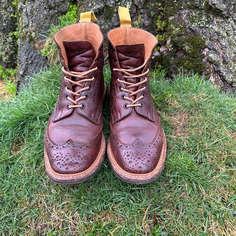 View photo of Tricker's Stow Country Boot in C.F. Stead Bordeaux Oiled Shoulder