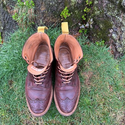 View photo of Tricker's Stow Country Boot in C.F. Stead Bordeaux Oiled Shoulder