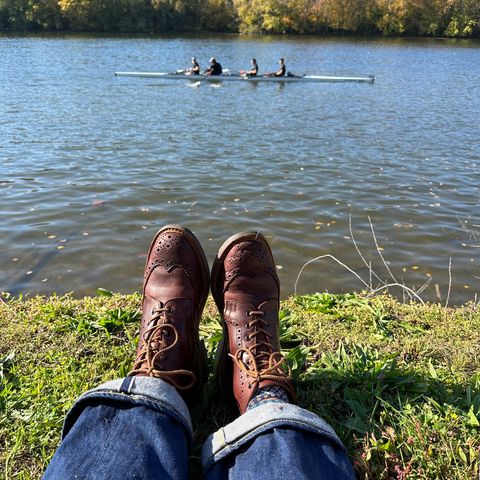 Tricker's Stow Country Boot in C.F. Stead Bordeaux Oiled Shoulder