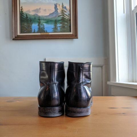 View photo of Alden Perforated Cap Toe Boot in Horween Black Shell Cordovan