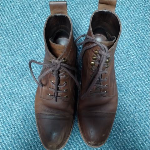 View photo of Blkbrd Shoemaker Dixon Cap Toe Derby Boot in Unknown Leather