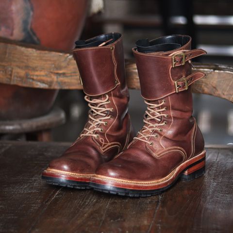 Fortis french army boots in Indonesian Red Brown Pull Up
