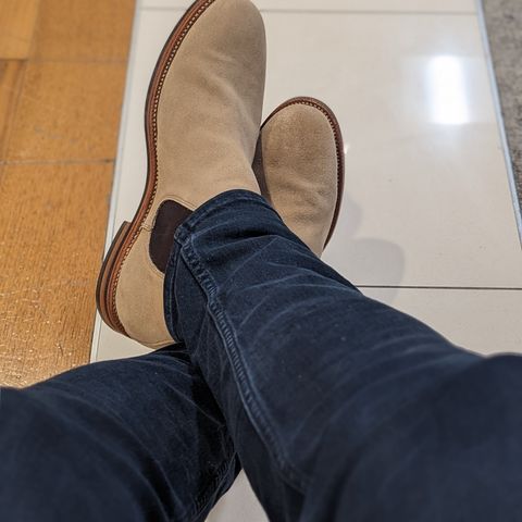 Grant Stone Chelsea Boot in C.F. Stead Ivory Suede