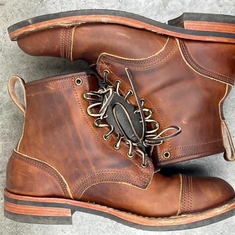 View photo of Nicks Lace Up Heritage in Wickett & Craig Buck Brown Double Stuffed