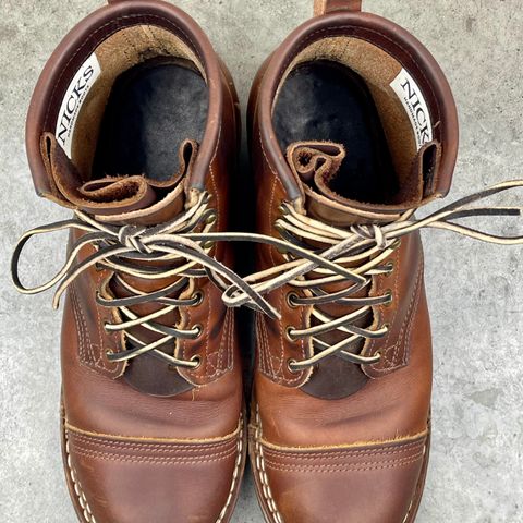 View photo of Nicks Lace Up Heritage in Wickett & Craig Buck Brown Double Stuffed