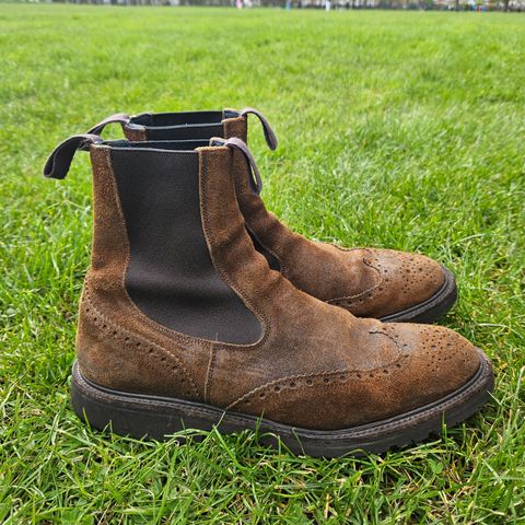 Tricker's Henry Country Dealer Boot in C.F. Stead Snuff Waxed Suede