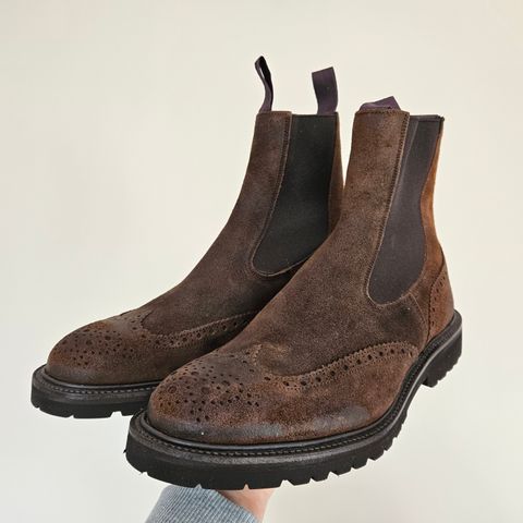 Tricker's Henry Country Dealer Boot in C.F. Stead Snuff Waxed Suede