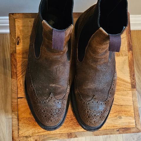 Tricker's Henry Country Dealer Boot in C.F. Stead Snuff Waxed Suede