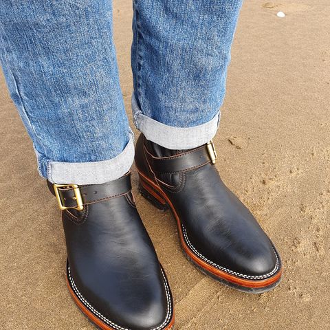 Benzein The Keeper Engineer Boot in Shinki Black Latigo Teacore Horsehide