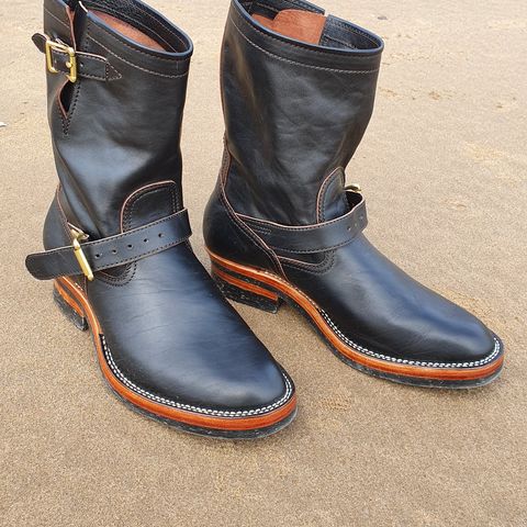 Benzein The Keeper Engineer Boot in Shinki Black Latigo Teacore Horsehide