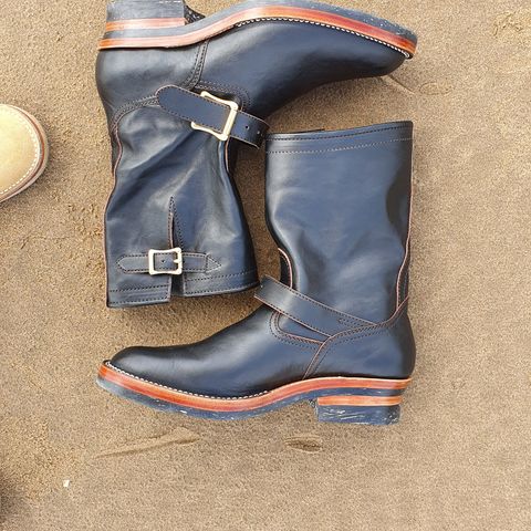 Benzein The Keeper Engineer Boot in Shinki Black Latigo Teacore Horsehide