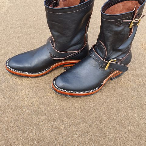 Benzein The Keeper Engineer Boot in Shinki Black Latigo Teacore Horsehide