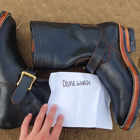 Benzein The Keeper Engineer Boot in Shinki Black Latigo Teacore Horsehide
