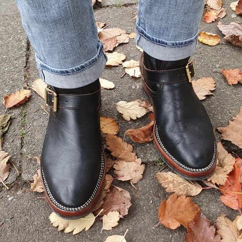 Benzein The Keeper Engineer Boot in Shinki Black Latigo Teacore Horsehide