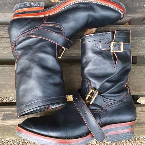Benzein The Keeper Engineer Boot in Shinki Black Latigo Teacore Horsehide
