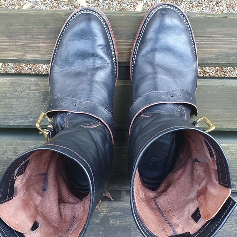 Benzein The Keeper Engineer Boot in Shinki Black Latigo Teacore Horsehide