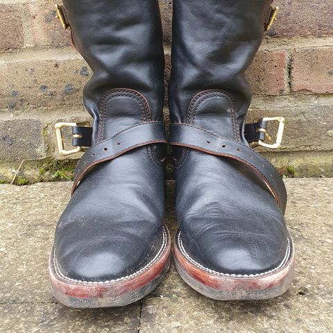 Benzein The Keeper Engineer Boot in Shinki Black Latigo Teacore Horsehide