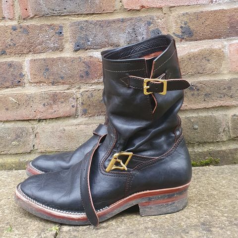 Benzein The Keeper Engineer Boot in Shinki Black Latigo Teacore Horsehide