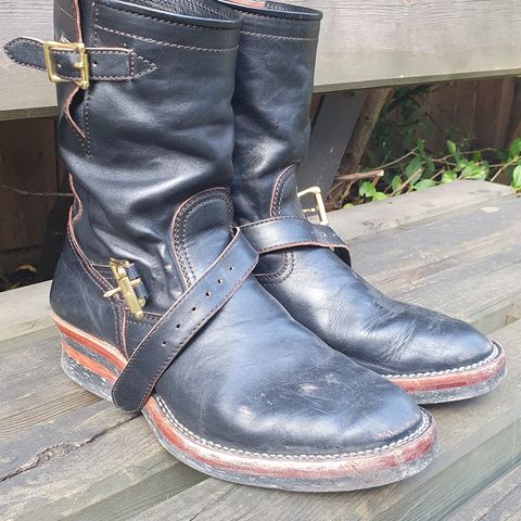 Benzein The Keeper Engineer Boot in Shinki Black Latigo Teacore Horsehide