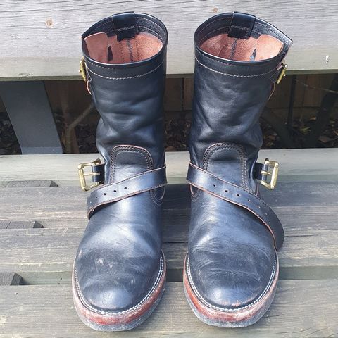 Benzein The Keeper Engineer Boot in Shinki Black Latigo Teacore Horsehide
