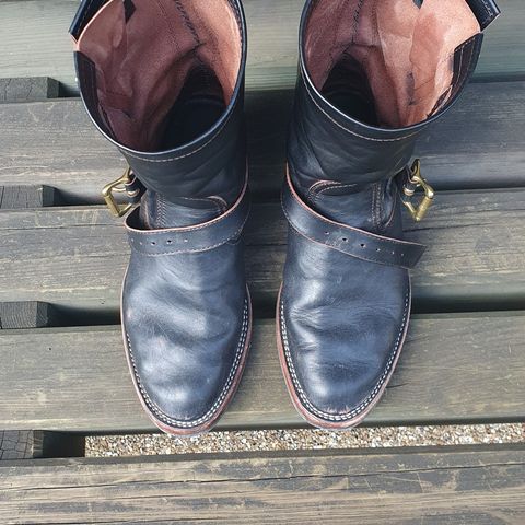 Benzein The Keeper Engineer Boot in Shinki Black Latigo Teacore Horsehide