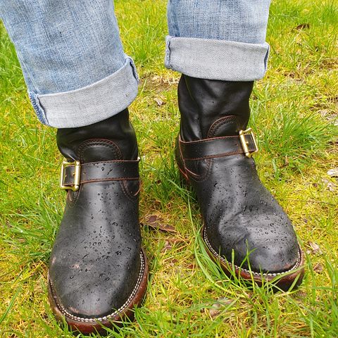 Benzein The Keeper Engineer Boot in Shinki Black Latigo Teacore Horsehide