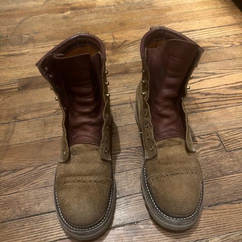 Rolling Dub Trio Forester II Boot in Nakamura Sennosuke Shoten Dark Beige Suede