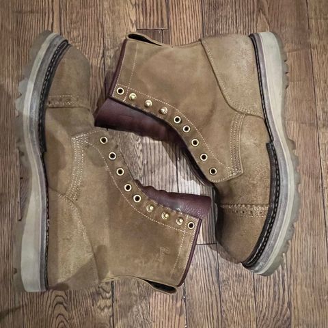 Rolling Dub Trio Forester II Boot in Nakamura Sennosuke Shoten Dark Beige Suede